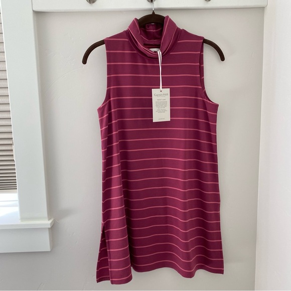Garnet Hill Tops - NWT Garnet Hill Mock Neck Tunic Sleeveless Striped Tencel XS